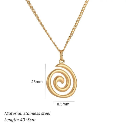Basic Modern Style Classic Style Spiral 304 Stainless Steel 18K Gold Plated Pendant Necklace