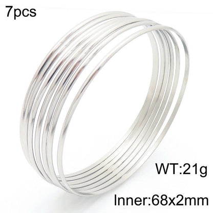 Minimalist Round 304 Stainless Steel 18K Gold Plated Bangle In Bulk