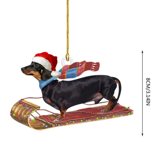 Cross-border Christmas Pendant Hanging Ornaments With Lanyard Christmas Tree Pendant Dachshund House Pendant Home Decorations