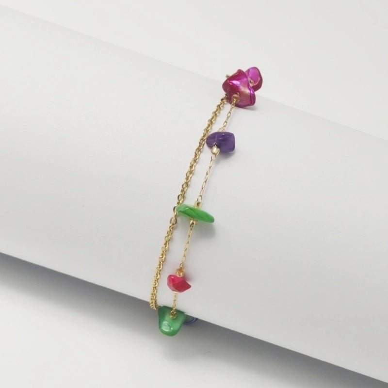 Elegant Beach Minimalist Geometric Crystal Gravel 18K Gold Plated Bracelets In Bulk