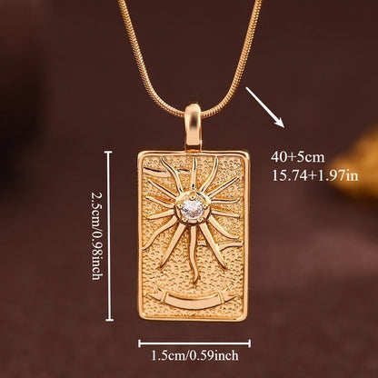 Vintage Style Minimalist Sun Moon Titanium Steel Copper Plating Pendant Necklace