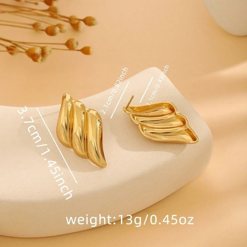 1 Pair Casual Minimalist Streetwear Waves Heart Shape Flower Plating 304 Stainless Steel Ear Studs