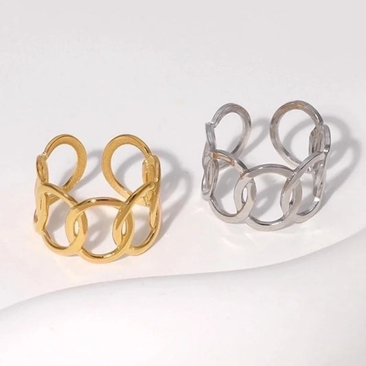 Fashion Geometric Stainless Steel Plating Open Ring