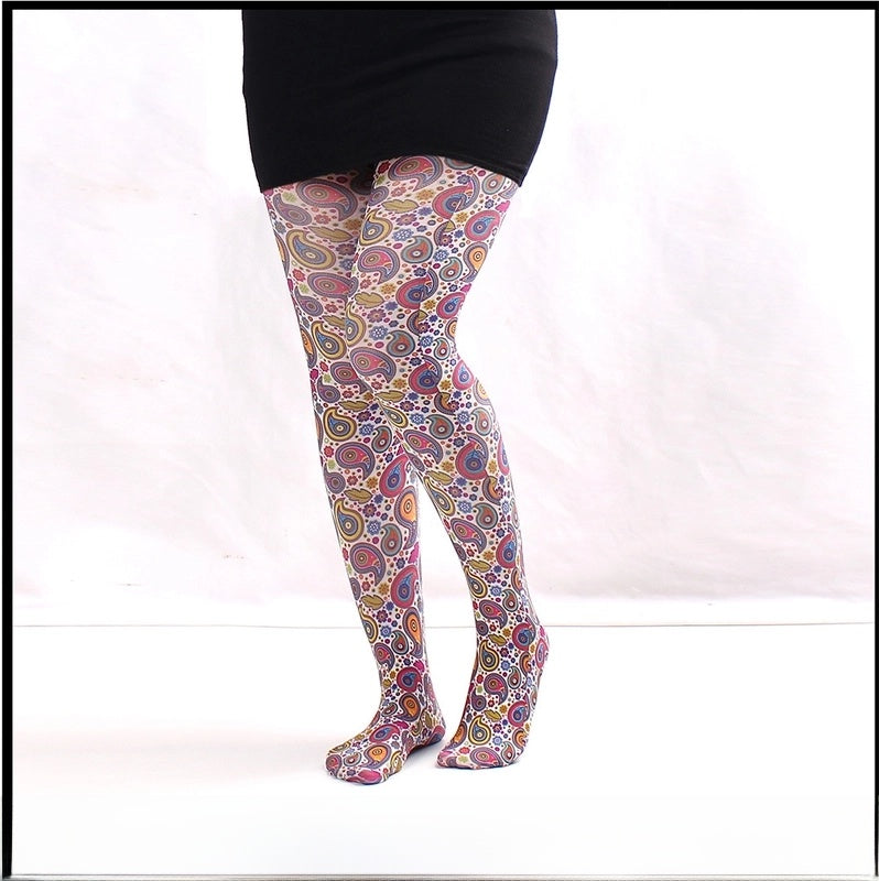 Thin Printed Pantyhose Spring And Autumn Versatile Butterfly Wild Abstract Retro Stockings Women's Socks Anti-snagging