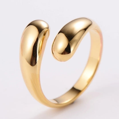 304 Stainless Steel 18K Gold Plated Minimalist Plating Solid Color No Inlaid Open Ring