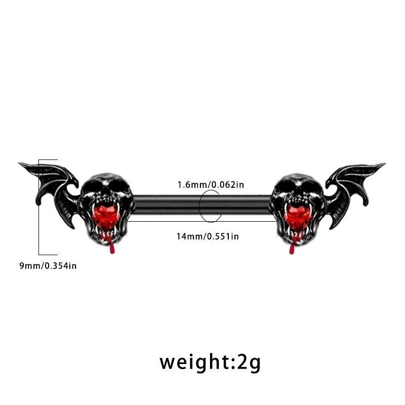 1 Piece Belly Rings Hip-Hop Funny Bat 316 Stainless Steel Alloy Inlay Rhinestones