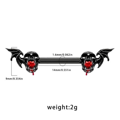 1 Piece Belly Rings Hip-Hop Funny Bat 316 Stainless Steel Alloy Inlay Rhinestones