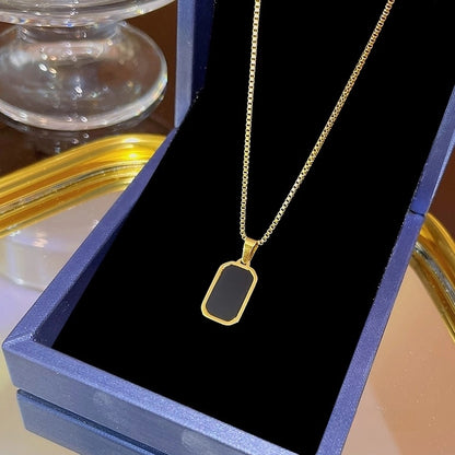 Elegant Classic Style Geometric Moon Bow Knot Titanium Steel Zircon Pendant Necklace
