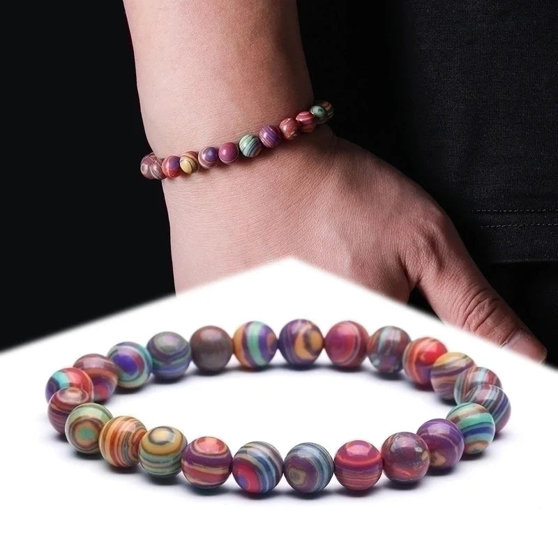 Fashion Natural Stone Malachite Colorful Bracelet