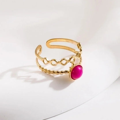 Streetwear Geometric Sun Star Stainless Steel Titanium Steel Inlay Artificial Gemstones Open Rings