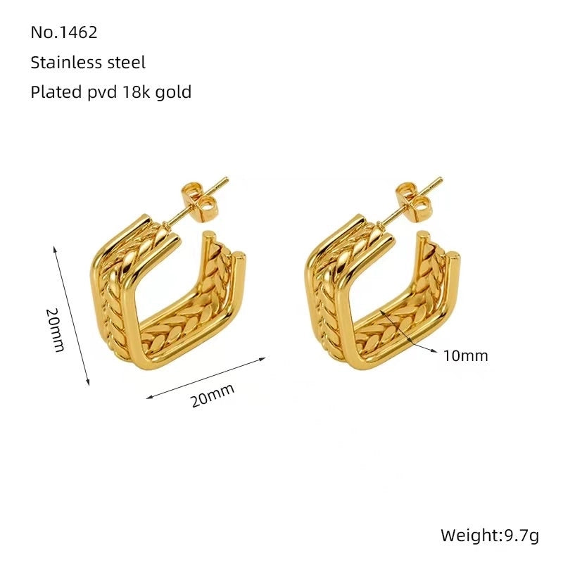 1 Pair Minimalist Classic Style Solid Color 304 Stainless Steel 18K Gold Plated Earrings Ear Studs