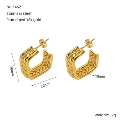 1 Pair Minimalist Classic Style Solid Color 304 Stainless Steel 18K Gold Plated Earrings Ear Studs