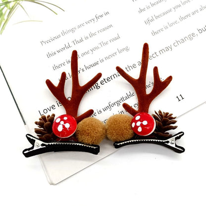 Christmas Cute Antlers Plastic Cloth Flannel Party Hairpin