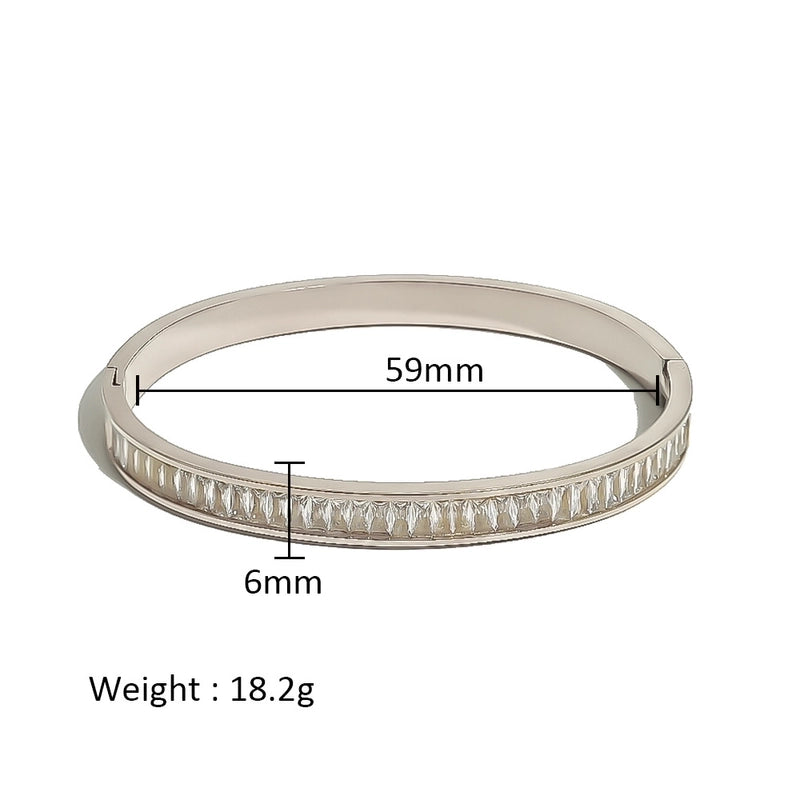 Minimalist Shiny Solid Color 316L Stainless Steel 18K Gold Plated Zircon Bangle In Bulk