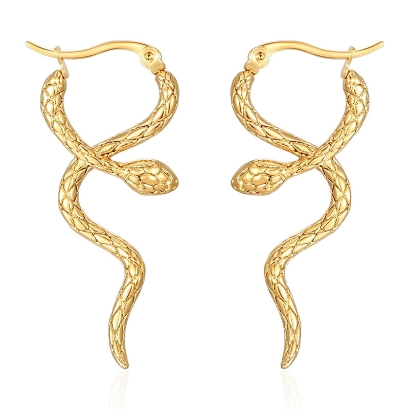 1 Pair IG Style Snake 304 Stainless Steel Earrings