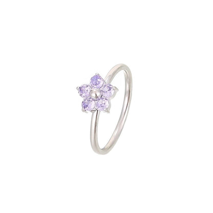 Sweet Minimalist Flower 304 Stainless Steel Zircon White Gold Plated Gold Plated Plating Inlay Rings