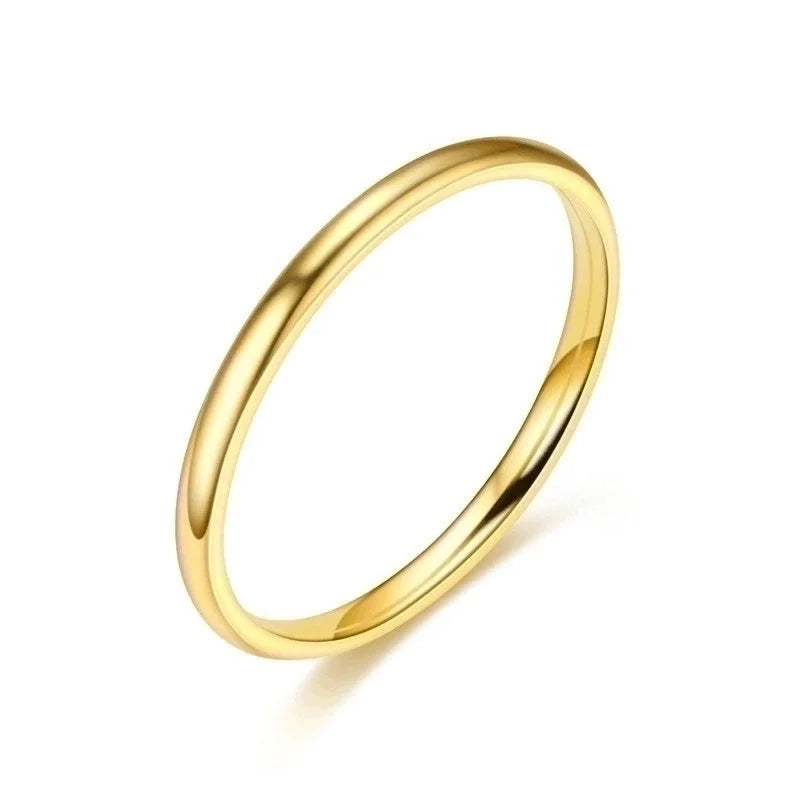 Fashion Circle Titanium Steel 18K Gold Plated Polishing Plating Rings