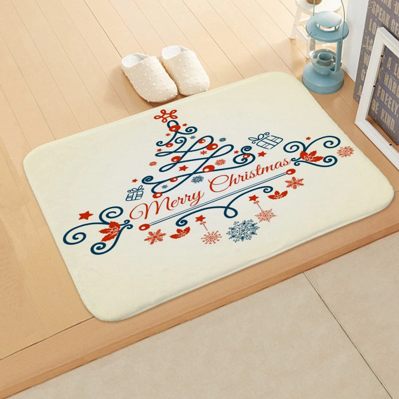 Cute Christmas Tree Snowflake Flannel Fabric Floor Mat
