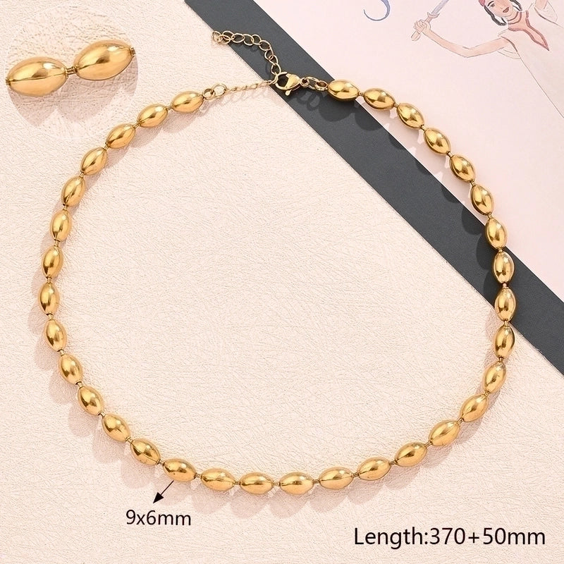 Modern Style Minimalist Round Oval Solid Color 304 Stainless Steel 18K Gold Plated Polishing Plating Necklace
