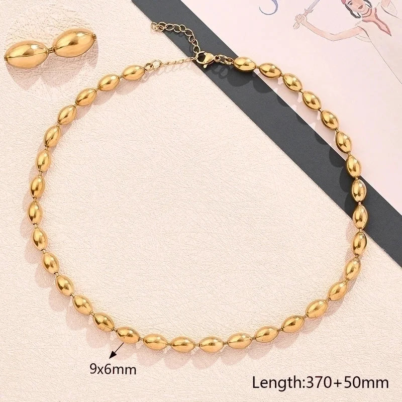 Modern Style Minimalist Round Oval Solid Color 304 Stainless Steel 18K Gold Plated Polishing Plating Necklace