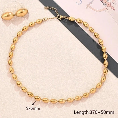 Modern Style Minimalist Round Oval Solid Color 304 Stainless Steel 18K Gold Plated Polishing Plating Necklace