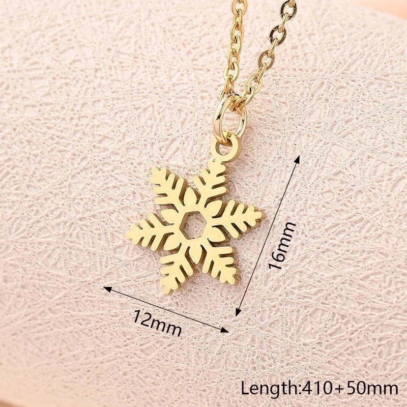 Casual Modern Style Minimalist Compass Mermaid Snowflake 304 Stainless Steel Gold Plated Polishing Plating Pendant Necklace