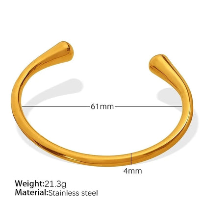 Modern Style Classic Style Water Droplets Solid Color 304 Stainless Steel Titanium Steel 18K Gold Plated Bangle In Bulk