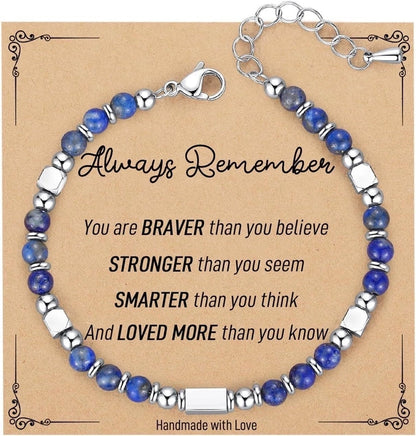 Minimalist Classic Style Round 304 Stainless Steel Natural Stone Bracelets In Bulk