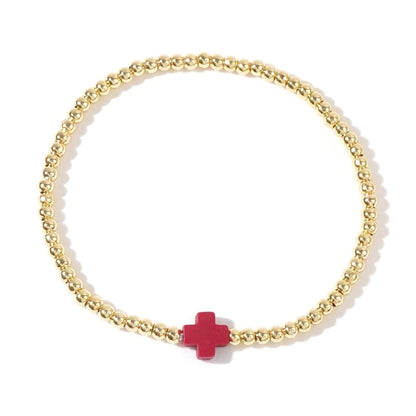 Arylic Copper Beaded Cross Bracelets