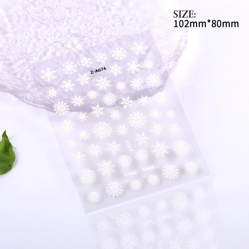 Popular Style Nail Art 5D Embossed Christmas Sticker Nail Art Sticker Christmas Gift Santa Claus Hat In Stock