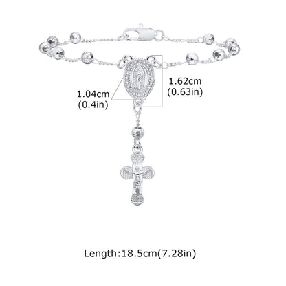 Vintage Style Religion Cross Virgin Mary Copper Zircon 18K Gold Plated Inlay Bracelets