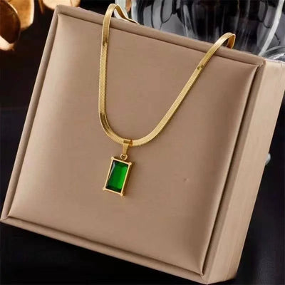 Retro Round Square Titanium Steel Plating Inlay Turquoise Necklace