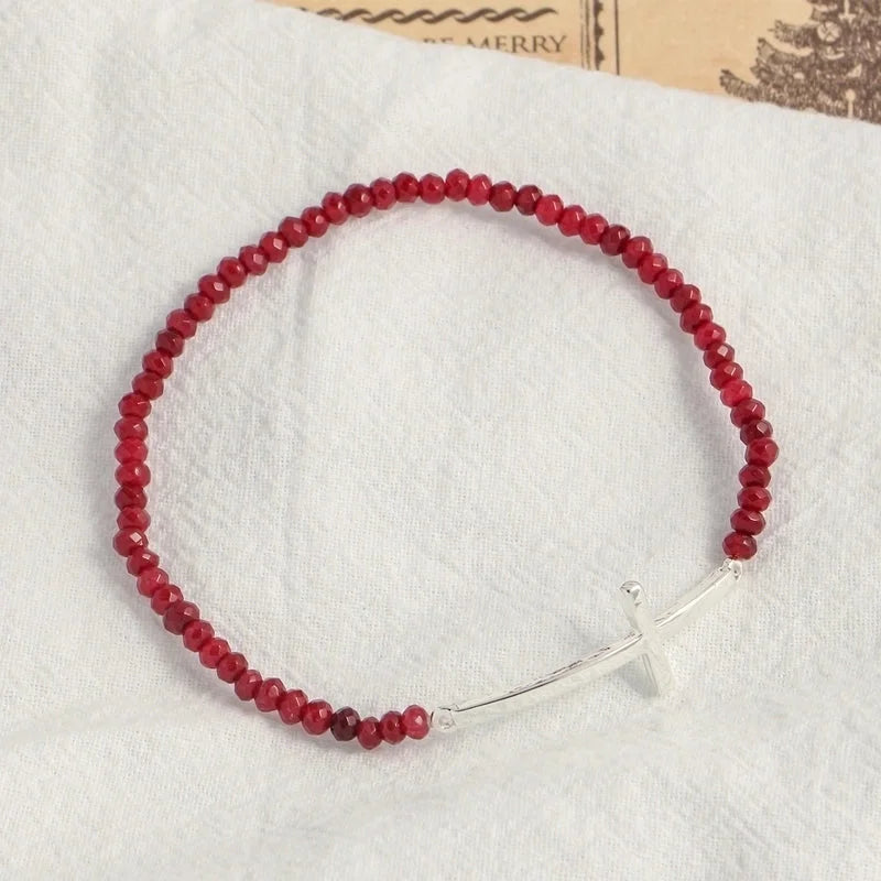 Minimalist Cross Beaded Copper Bracelets