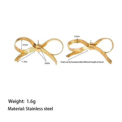 Elegant Sweet Streetwear Bow Knot Titanium Steel Plating Bracelets Earrings Necklace
