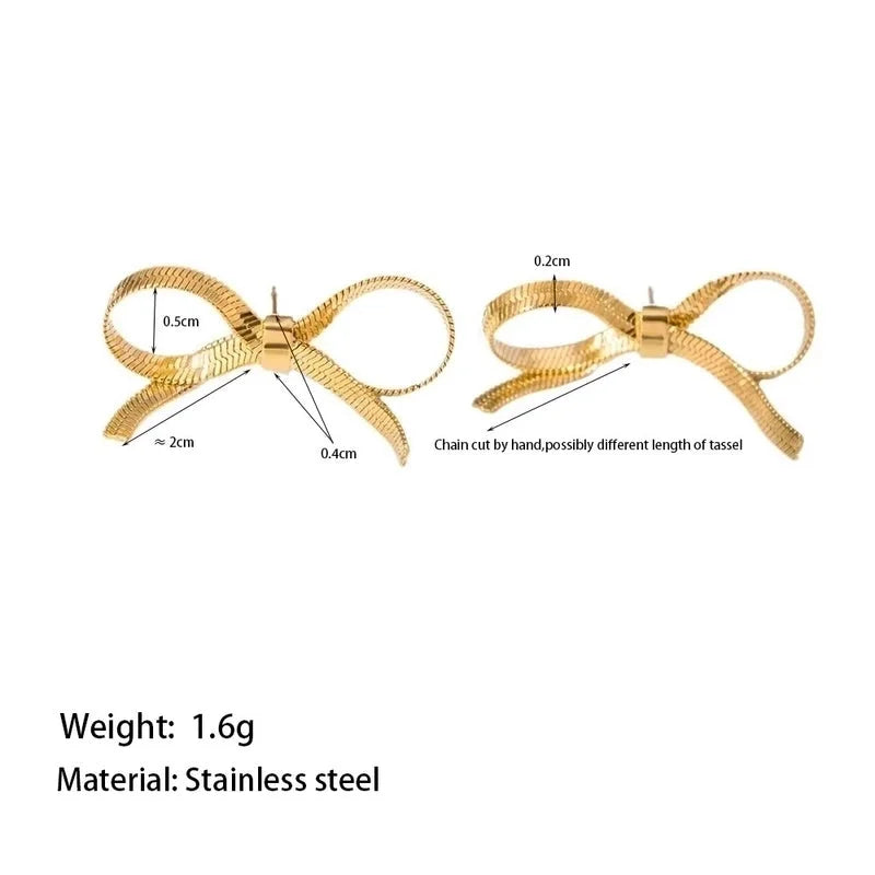 Elegant Sweet Streetwear Bow Knot Titanium Steel Plating Bracelets Earrings Necklace