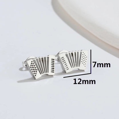 1 Pair Fashion Musical Instrument Plating 304 Stainless Steel 18K Gold Plated Ear Studs