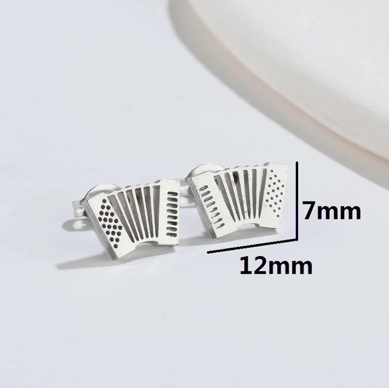 1 Pair Fashion Musical Instrument Plating 304 Stainless Steel 18K Gold Plated Ear Studs