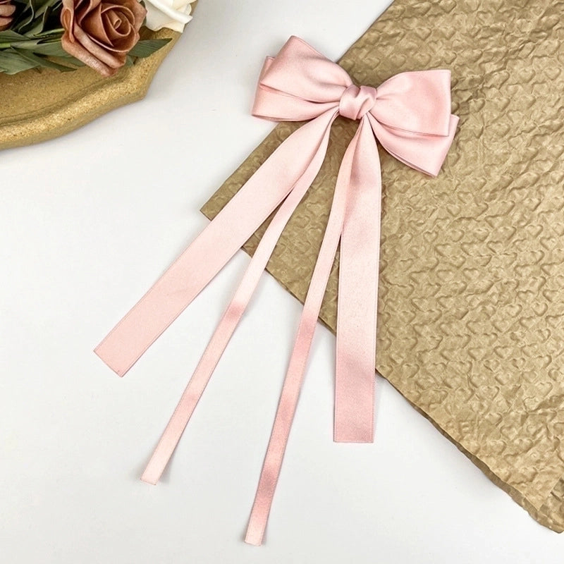 Sweet Girl Bow Ribbon Hairpin Japanese And Korean Style Simple High Sense Back Head Hairpin Internet Celebrity Hair Accessories