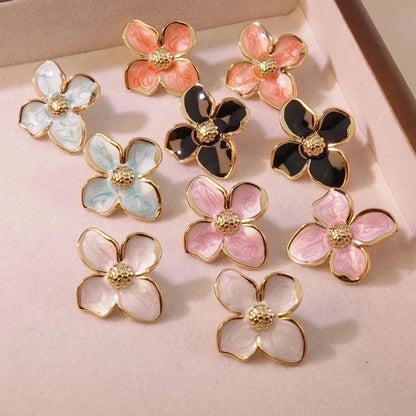 1 Pair Fairy Style Cute Sweet Flower 304 Stainless Steel Imitation Gold Ear Studs