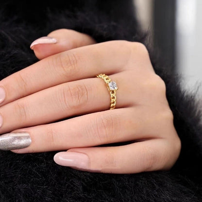 Titanium Steel Minimalist Classic Style Inlay Solid Color Rhinestones Rings