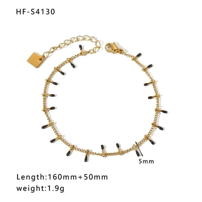 Minimalist Heart Shape Stainless Steel 18K Gold Plated Artificial Rhinestones Rhinestones Shell Bracelets In Bulk