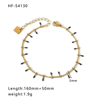 Minimalist Heart Shape Stainless Steel 18K Gold Plated Artificial Rhinestones Rhinestones Shell Bracelets In Bulk