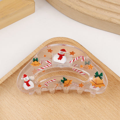 2 Pieces Christmas Transparent Claw Clip Gingerbread Man Christmas Tree Pattern Hair Clip Atmosphere Shark Clip Hair Accessory