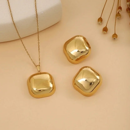 Elegant Retro Geometric Heart Shape Flower Stainless Steel Plating Jewelry Set