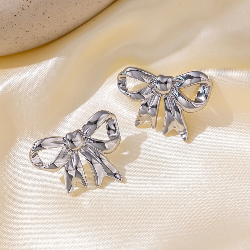 Elegant Sweet Streetwear Bow Knot Titanium Steel Plating Bracelets Earrings Necklace