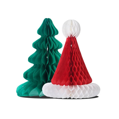 Christmas Decorations Honeycomb Pendant Decorations Christmas Tree Hat Kindergarten Shopping Mall Shop Scene Layout