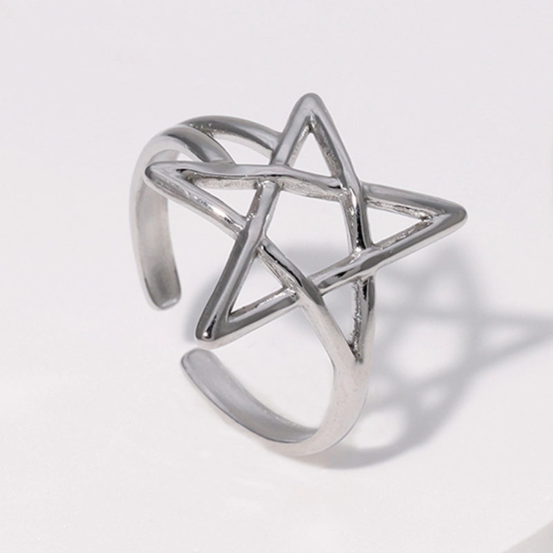 Casual Minimalist Geometric 304 Stainless Steel Hollow Out Inlay Open Rings
