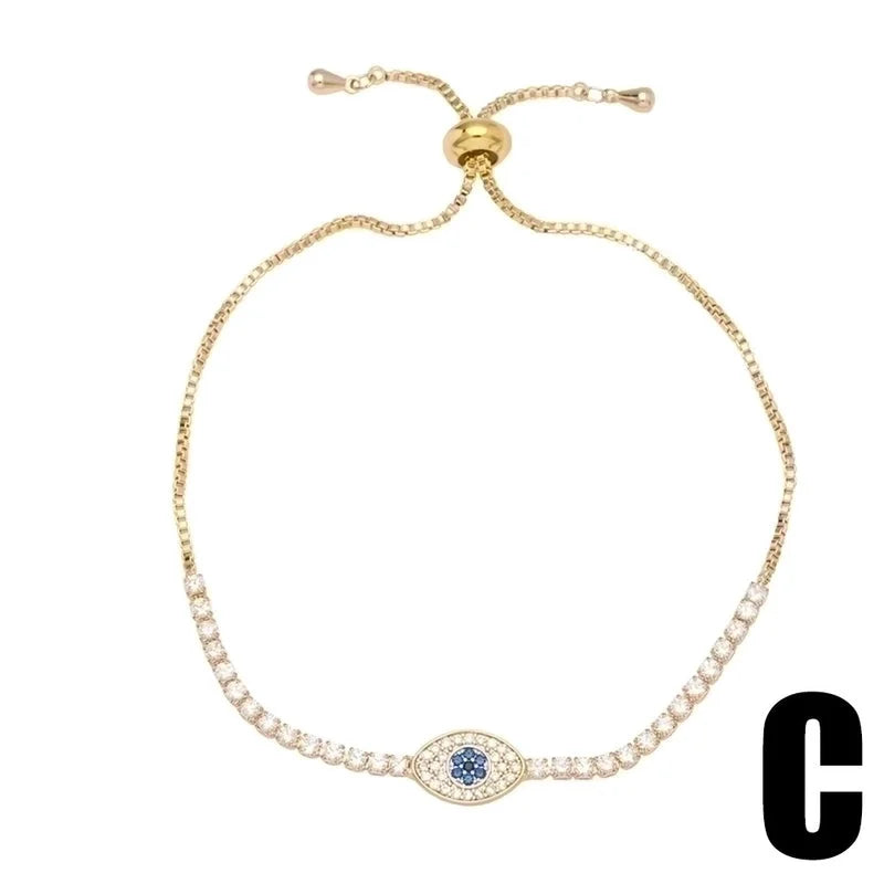 Fashion Eye Copper 18k Gold Plated Zircon Bracelets In Bulk