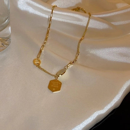 Minimalist Geometric Alloy Titanium Steel Plating Inlay Artificial Pearls Turquoise Rhinestones Necklace