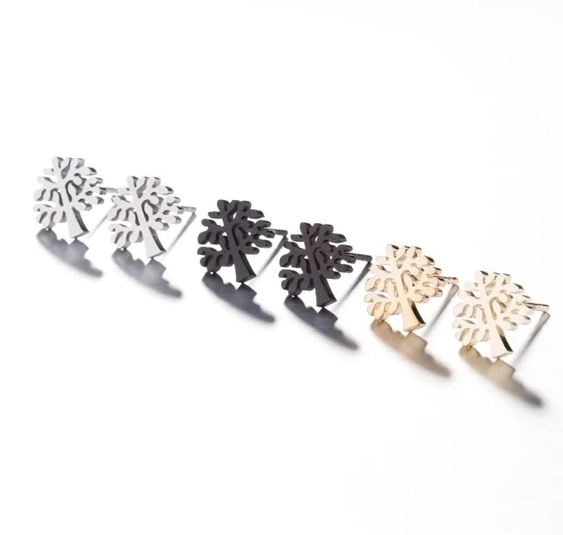 1 Pair Japanese Style Minimalist Tree Polishing Plating 304 Stainless Steel 18K Gold Plated Ear Studs
